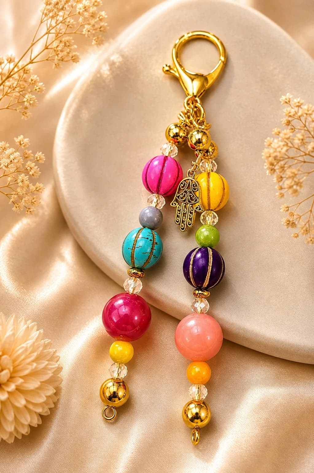 Handmade Beaded Bag Charm / Keychain
